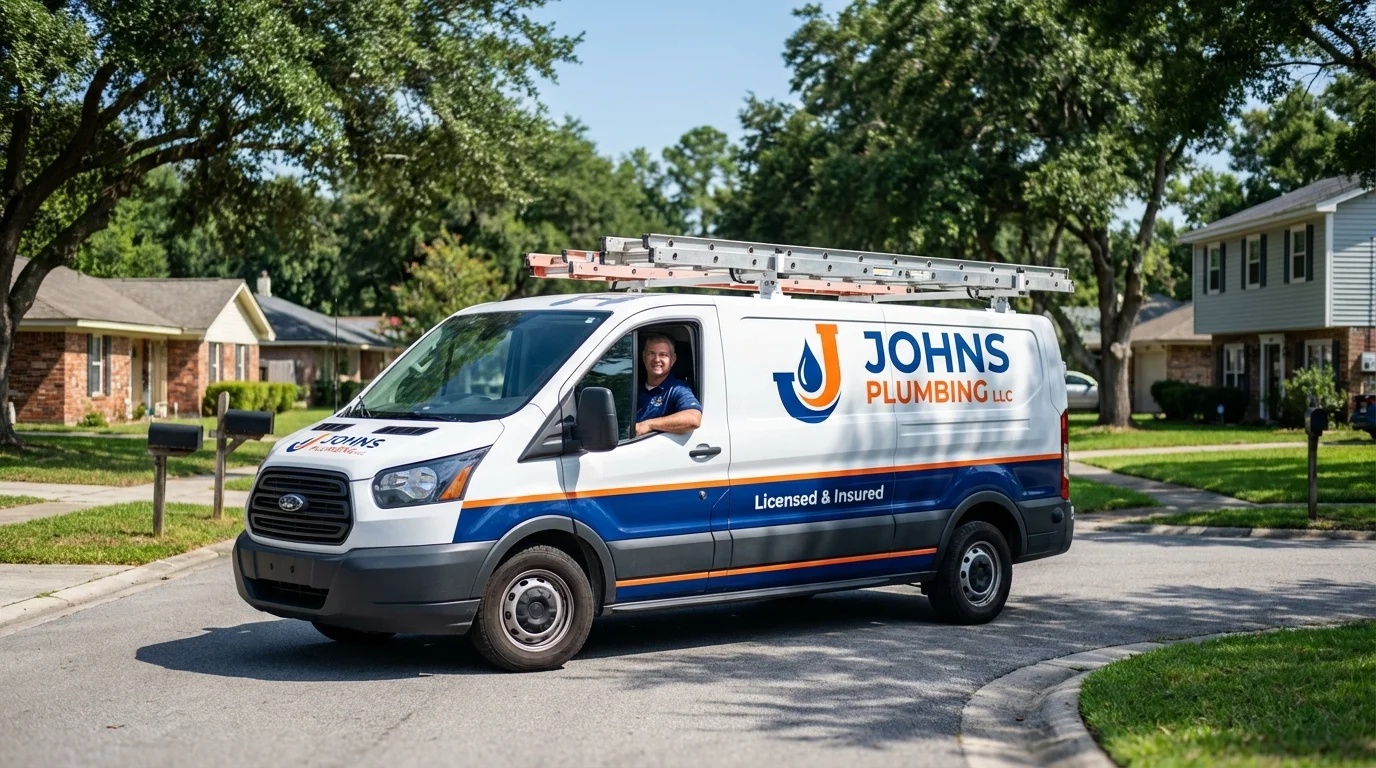 Johns Plumbing LLC service van in Marietta, OH